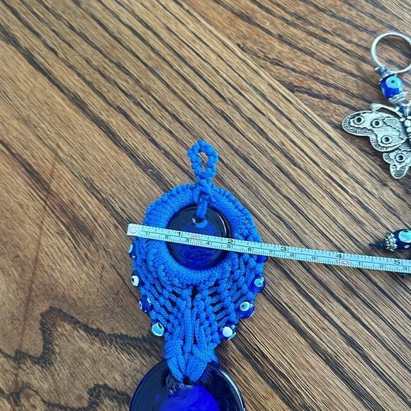 Evil Eye Bundle. Handmade.  Beautiful.  Hanger and Keychain with Butterfly - Picture 6 of 6